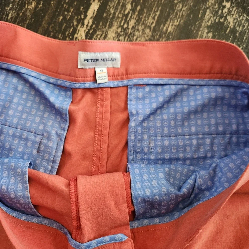 Peter Millar Golf Shorts Mens 32 Performance Luxury Sport Salmon Orange MF23EP01